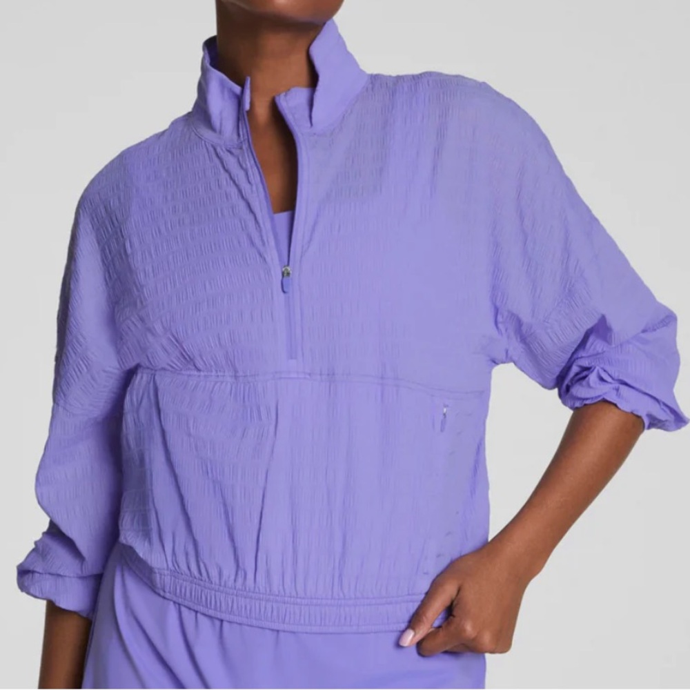 SPANX textured half zip run jacket, NWT, large
